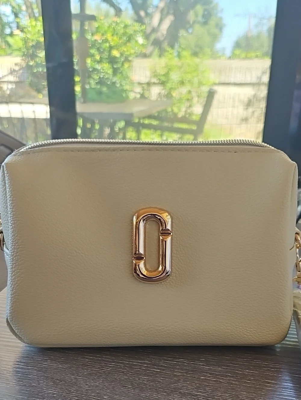 Marc Jacobs Snap Shot China Airlines Cream Vanity Bag with Gold Hardware